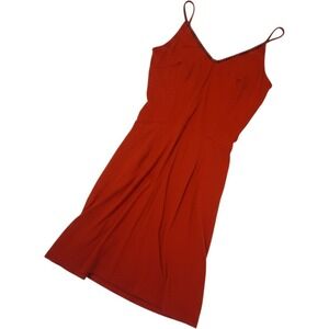 Color Block Red Beaded Trim Surplice Mini Dress Pockets Viscose Blend 6126132